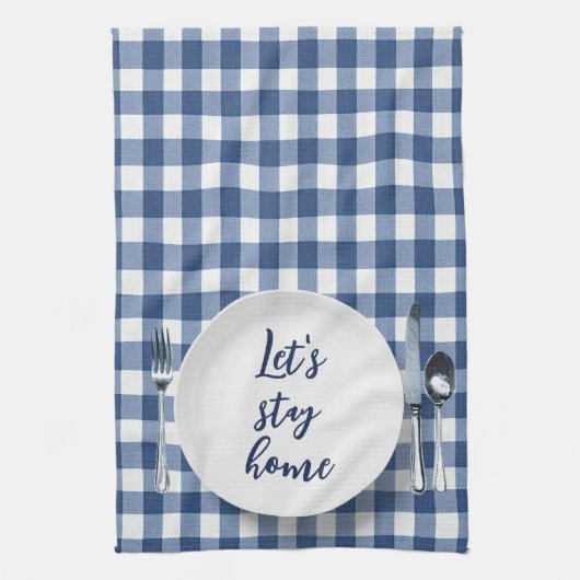 Diner Bord op Blue Gingham Theedoek (Verticaal)