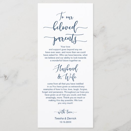 Dîner Cadre, Merci bleu marine, Carte (Devant)