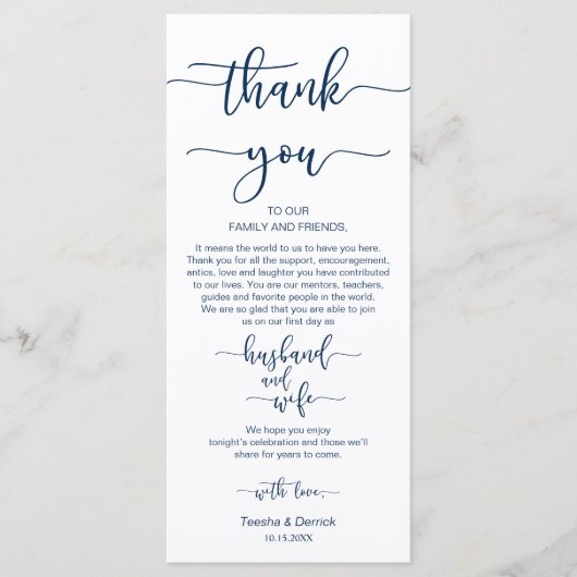 Dîner Cadre Merci, Bleu Marine, Cartes (Devant)