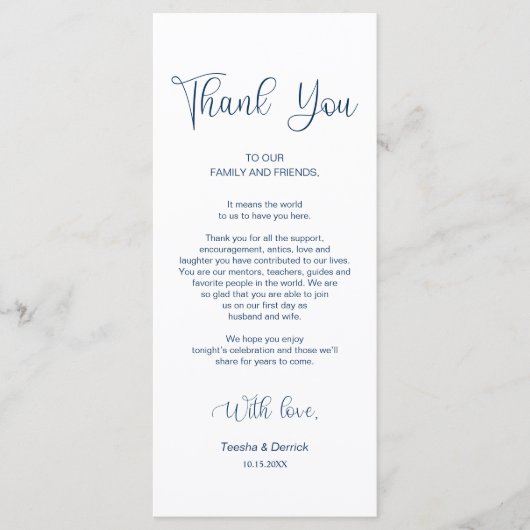 Dîner Cadre Merci, Cartes Bleues Marine (Devant)