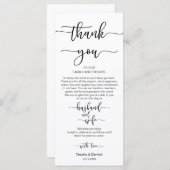 Dîner Cadre Merci, Cartes de Script Noir (Devant / Derrière)