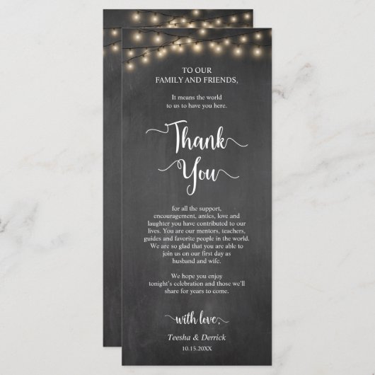 Dîner Cadre Merci, Cartes Rustiques (Devant / Derrière)