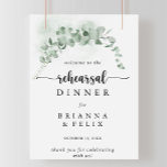 Dîner classique de répétition Eucalyptus Affiche d<br><div class="desc">Ce panneau de bienvenue classique pour la répétition d'eucalyptus est parfait pour une répétition mariage rustique. Le design présente de beaux feuilles d'eucalyptus vert aquarelle.</div>