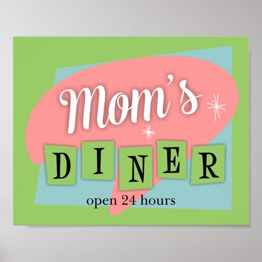 Diner Custom Retro Kitchen Print van mama (Voorkant)