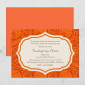 Dîner d'action de grâce Damask Invitation (Devant / Derrière)