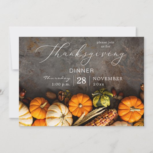 Dîner d'action de grâce Invitation Citrouille (Devant)