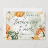 Dîner d'action de grâce Invitation Citrouille d'aq (Devant)