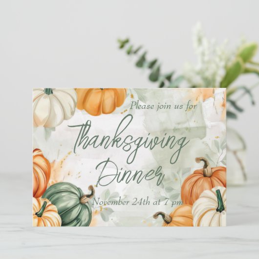 Dîner d'action de grâce Invitation Citrouille d'aq (Debout devant)
