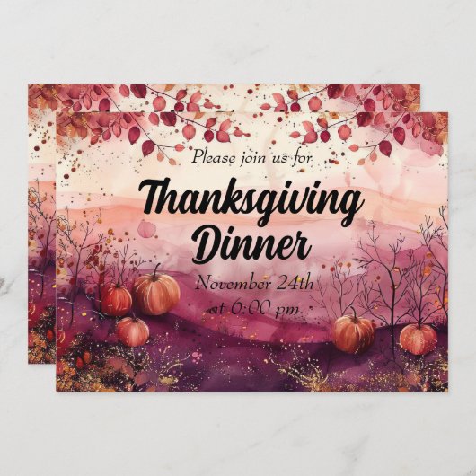 Dîner d'action de grâce Invitation Citrouilles de  (Devant / Derrière)