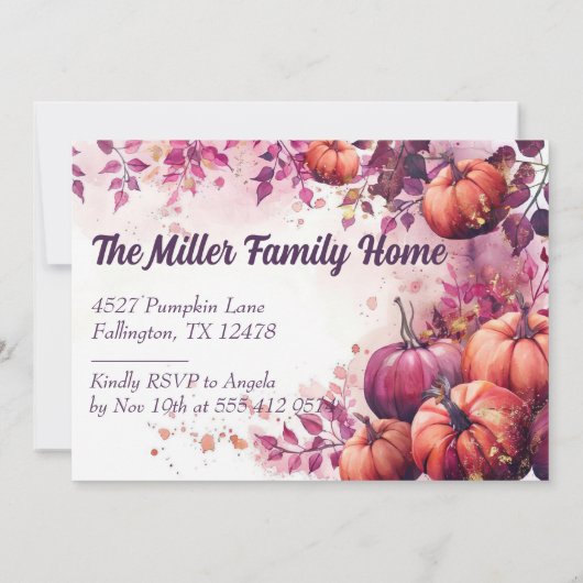 Dîner d'action de grâce Invitation Citrouilles de (Dos)