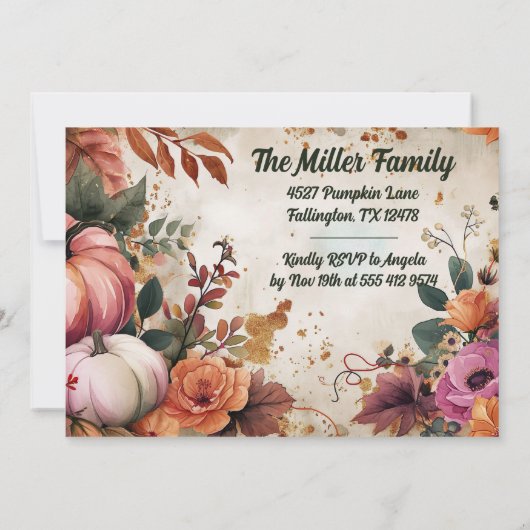 Dîner d'action de grâce Invitation Citrouilles de (Dos)