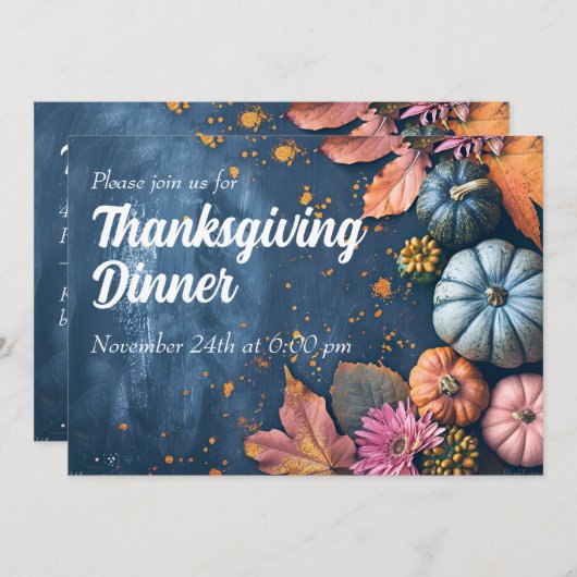 Dîner d'action de grâce Invitation Citrouilles de (Devant / Derrière)