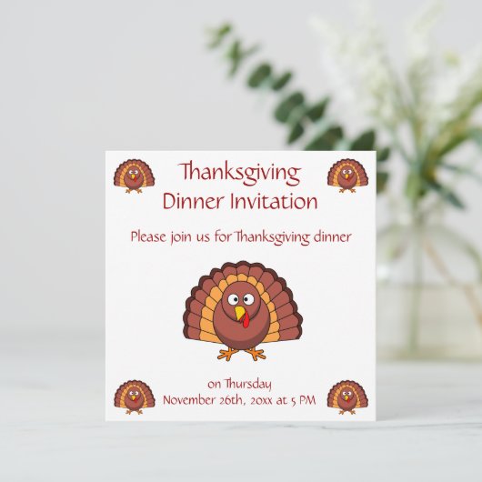 Dîner D'Action De Grâce Invitations Avec Dinde Drô (Debout devant)
