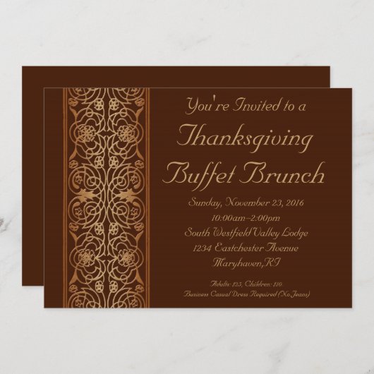 Dîner d'action de grâces Brown ou invitations buff (Devant / Derrière)