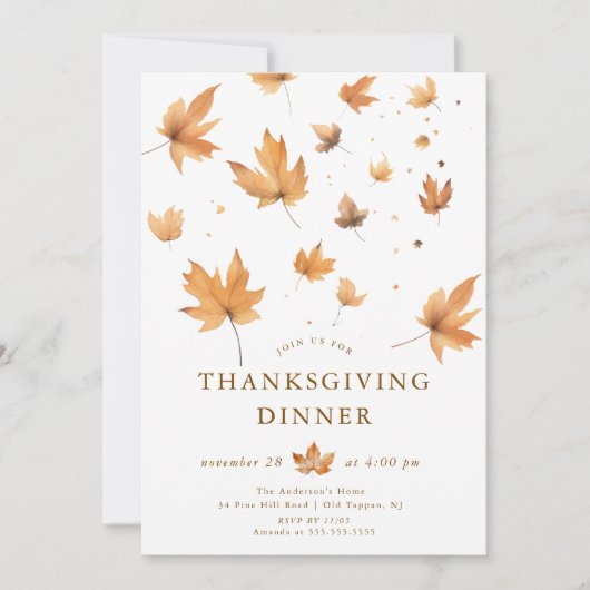 Dîner d'action de grâces de saison Invitation (Devant)