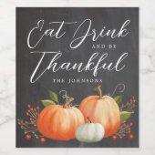 Dîner d'action de grâces Étiquettes de vin personn (Étiquettes simples)