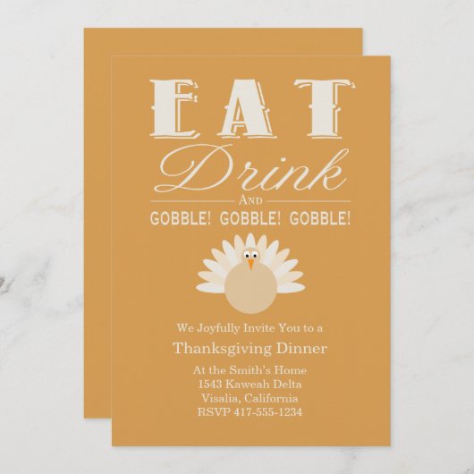 Dîner d'action de grâces Invitation (Devant / Derrière)