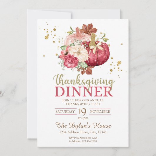 Dîner d'action de grâces Invitation (Devant)