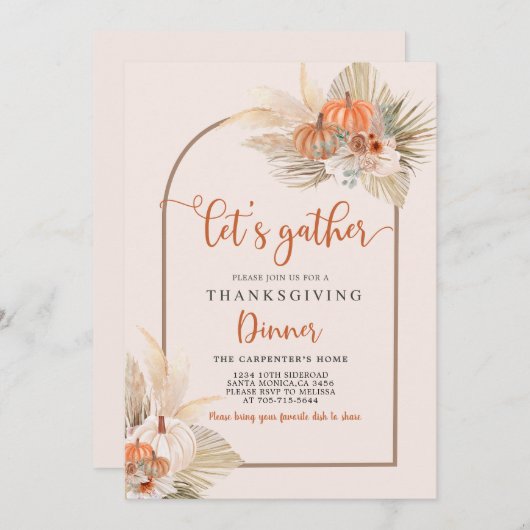 Dîner d'action de grâces Invitation (Devant / Derrière)