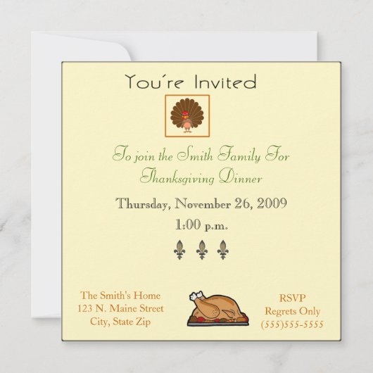 Dîner d'action de grâces Invitation (Dos)