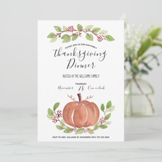 Dîner d'action de grâces Invitation - Chic et rust (Debout devant)