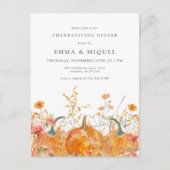 Dîner d'action de grâces Invitation de carte posta (Devant)