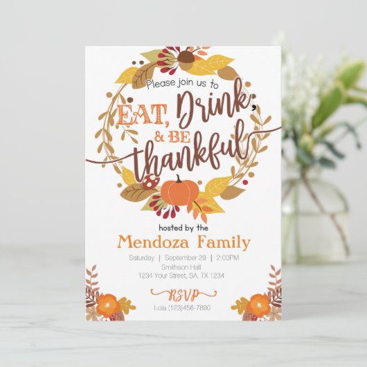 Dîner d'action de grâces Invitation, Invitation de (Debout devant)