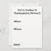 Dîner d'action de grâces Invitation : Tueur de Tur (Dos)