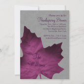 Dîner d'action de grise et de violet Invitation (Devant)