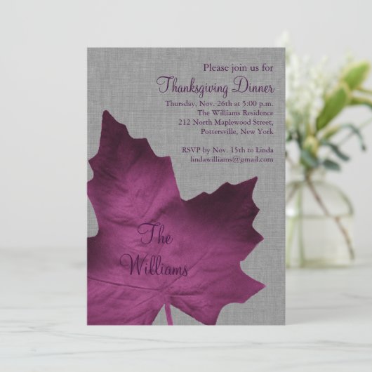 Dîner d'action de grise et de violet Invitation (Debout devant)