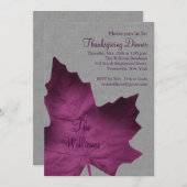 Dîner d'action de grise et de violet Invitation (Devant / Derrière)