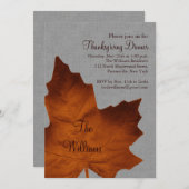 Dîner d'action de grise et d'orange Invitation (Devant / Derrière)