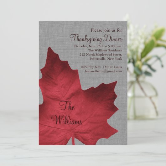 Dîner d'action de grise et rouge Invitation (Debout devant)