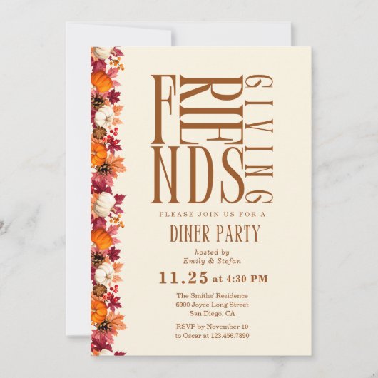 Dîner d'action moderne Invitation florale (Devant)