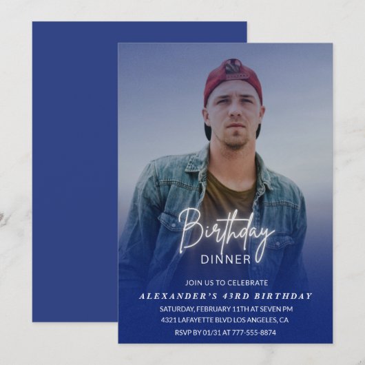 Dîner d'anniversaire 43e invitation Photo Hommes (Devant / Derrière)