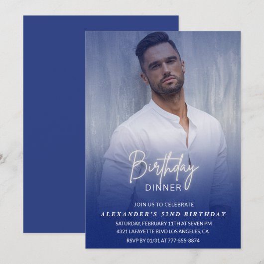 Dîner d'anniversaire 52e invitation Photo Hommes (Devant / Derrière)