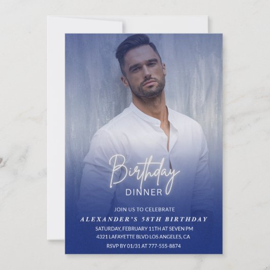 Dîner d'anniversaire 58e invitation Photo Hommes (Devant)