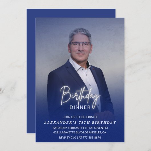 Dîner d'anniversaire 78e invitation Photo Hommes (Devant / Derrière)