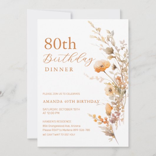 Dîner d'anniversaire d'automne Invitation - automn (Devant)