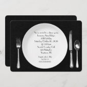 Dîner d'anniversaire Invitation sur noir (Devant / Derrière)