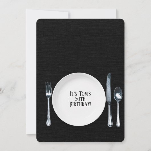 Dîner d'anniversaire Invitation sur noir (Devant)