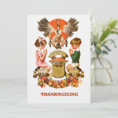 Dîner d'art vintage Thanksgiving Invitation (Debout devant)