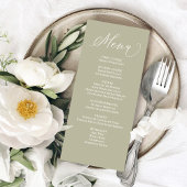 Dîner de calligraphie mariage Menu Sage Green