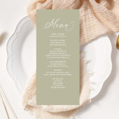 Dîner de calligraphie mariage Menu Sage Green