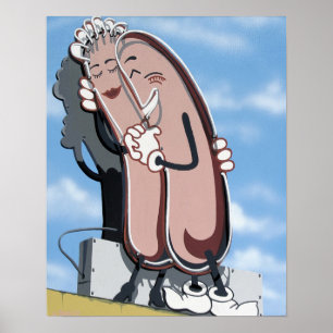 Diner de Chiens douillets sur la Route 66 Poster R