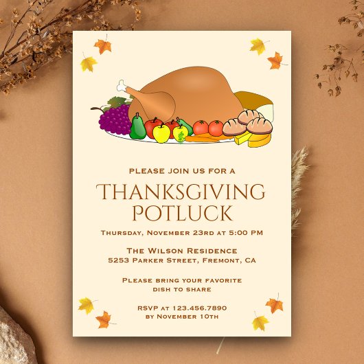 Dîner de dinde | Invitation au potluck de Thanksgi