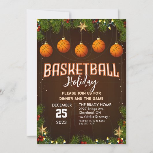 Dîner de fête de basket-ball Invitation (Devant)