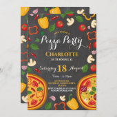 Dîner de fête de pizza Anniversaire Invitation (Devant / Derrière)