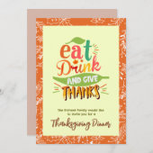 Dîner de fête de Thanksgiving coloré Invitation (Devant / Derrière)