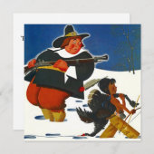 Dîner de fête de Thanksgiving Invitation Pilgrim & (Devant / Derrière)